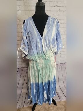 Simply Southern Light Blue And Green Tie Dye XL dress NWT